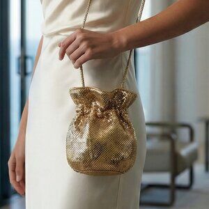 WHITING & DAVIS gold metal mesh handbag Excellent Condition